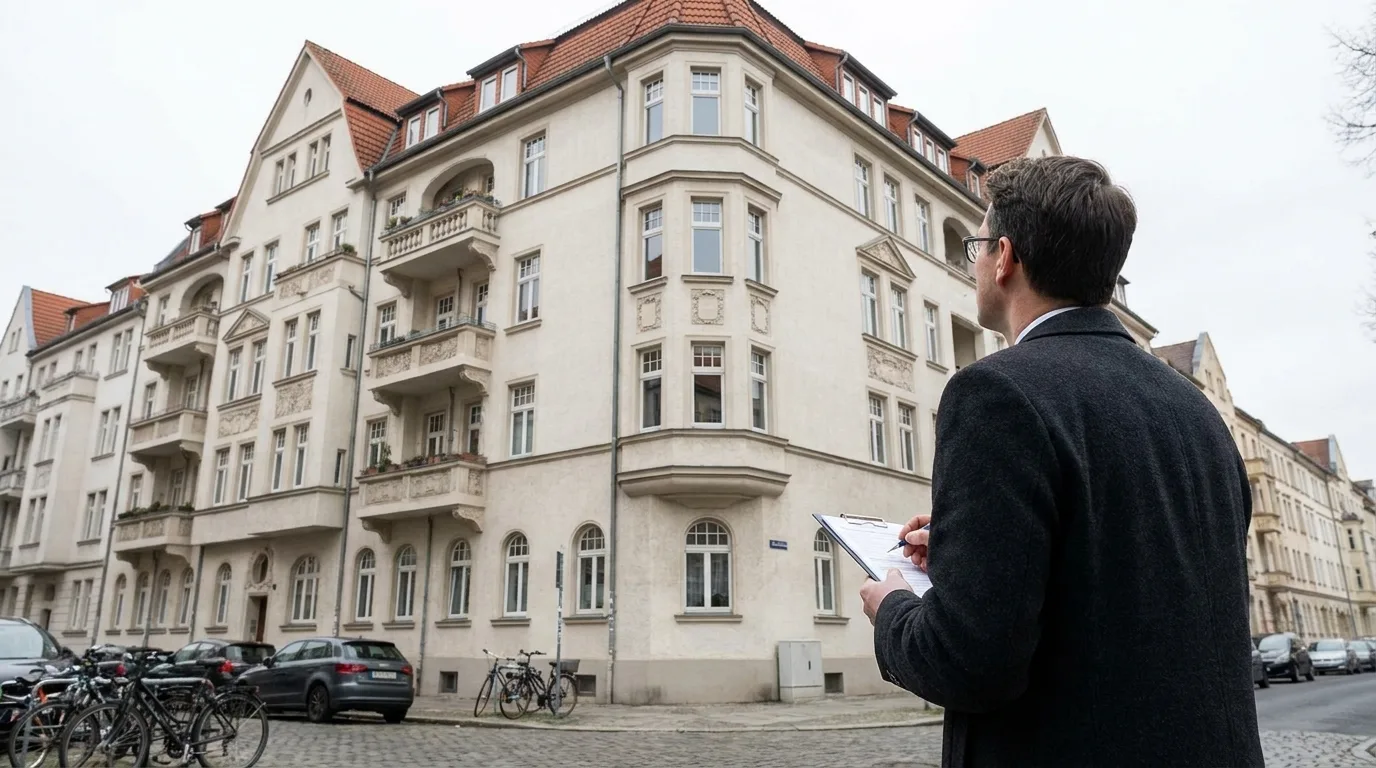 Immobiliengutachter bei der Objektbesichtigung